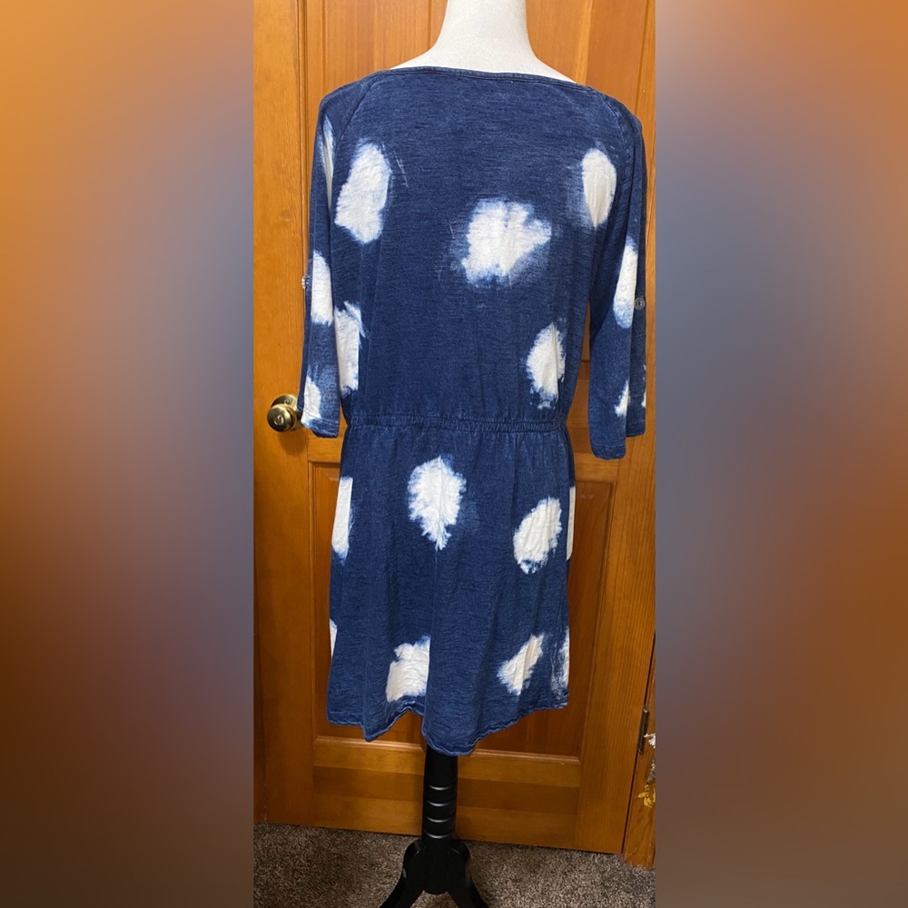 Plus Size Navy and White Tie-Dye Swim Cover-Up Dress - Picture 3 of 6